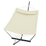 GARVEE Doppelhängematte mit Gestell für 2 Personen, Wetterfeste Hängematte mit Kissen für Garten, Terrasse & Pool, Belastbar bis 204 kg, Beige - Beige