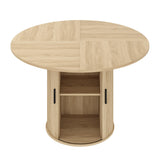 Garvee Esstisch Ø 120 cm, für 4–6 Personen, mit 2-stufigem Stauraum, MDF, Skandinavisch, Natur - Natur