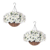 Garvee Künstliche Bougainvillea Blumen Set Mit Brauner Korb Für Garten Und Terrasse, 12 Stück, UV-Beständig, Wetterfest, Weiß Und Grün - grün