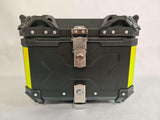 Garvee Motorrad-Topcase Moto 65l Aluminium mit Schnellverschluss und Innenfutter für Reisen, Große Kapazität, Wetterfest, Reflektoren, Montageplatte, Schwarz - Schwarz
