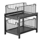 Garvee Pull-Out Sliding Drawer Cabinet Organizer, 2-Tier Stackable Under Sink Storage, Kitchen Bathroom, Black, Space-Saving - Schwarz