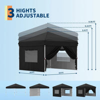 GARVEE Pop-Up Pavillon 3x3 m, Faltpavillon mit 4 Seitenwänden, Wetterfest und Stabil, Ideal für Marktstände, Camping, Garten und Terrasse