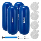 Garvee Boot Fender 4er-Set 25,4 × 71,1 cm PVC Robuste Rippen Bumper mit Seilen & Pumpe für Yachten & Stege, Blau - Blau