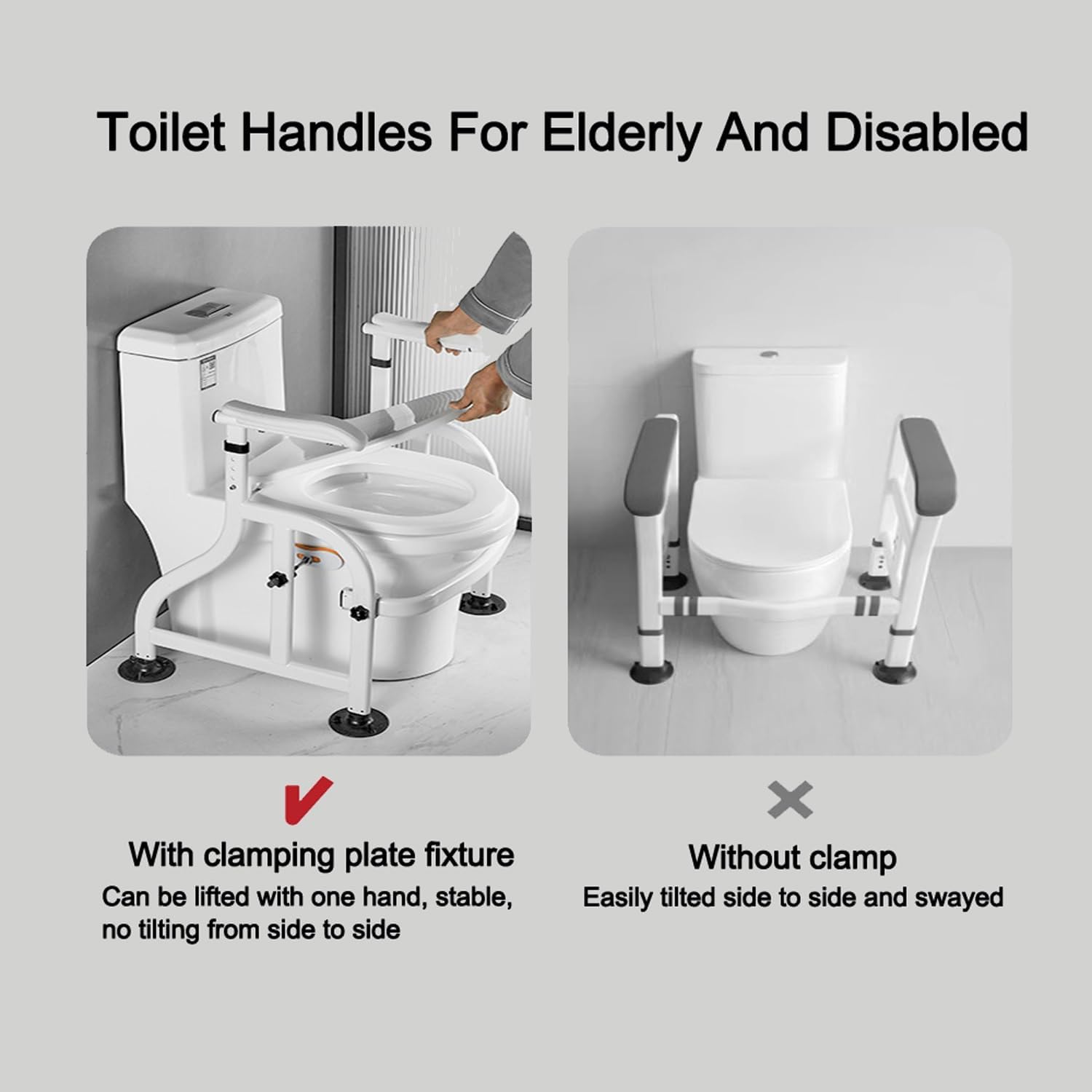 Garvee Toiletten-Aufstehhilfe – Höhenverstellbar, Rutschfest, 62×52×65–72 cm, Stabiler Haltegriff