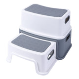 GARVEE Tritthocker für Kinder, 2-Stufiger Kinderhocker aus PP-Kunststoff, Rutschfest und Stabil, Ideal für Waschbecken, Toilette, Badezimmer und Küche, Grau - Grau