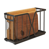 Garvee Deckelhalter & Tellerständer 42 × 26 × 14 cm, abnehmbarer Küchen-Organizer aus Karbonstahl, Schwarz, mit LED, pflegeleicht - Schwarz