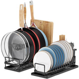 Garvee Multifunktionaler Carbonstahl Geschirrabtropfer Set 2 - Platzsparend & Verstellbar - Edelstahl - Für Küchenspüle - Schwarz