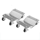 Garvee Rangierhilfe PKW 2er Set, Robuste Radroller aus Manganstahl mit 360° Lenkrollen und 1360 kg Tragkraft, Fahrzeug Rangierroller für Garage, Werkstatt und Kfz-Service, Silber - Silber
