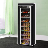 Garvee Schuhregal 9 Ebenen Schuhschrank Mit Reißverschluss Metallgestell Staubdicht 30 x 60 x 160 cm Schwarz