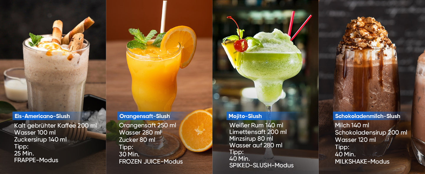 Slushies Milchshakes Smoothies Frappés und Frozen Cocktails selber machen