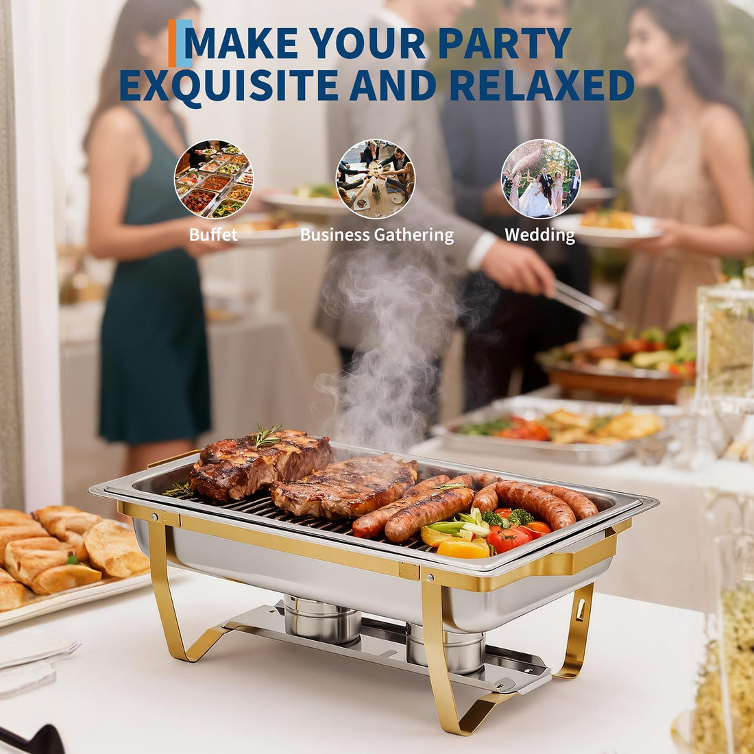Garvee Chafing Dish 6er-Set, je 7,6 L aus Edelstahl, Gastro-Speisenwärmer für Hotel, Restaurant, Buffet und Catering