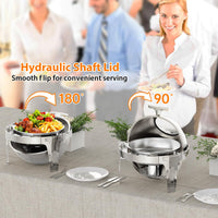 Garvee 6.3QT Edelstahl Buffet Heißhalter Roll-Off Deckel mit Sichtfenster für Partys Hochzeit Catering