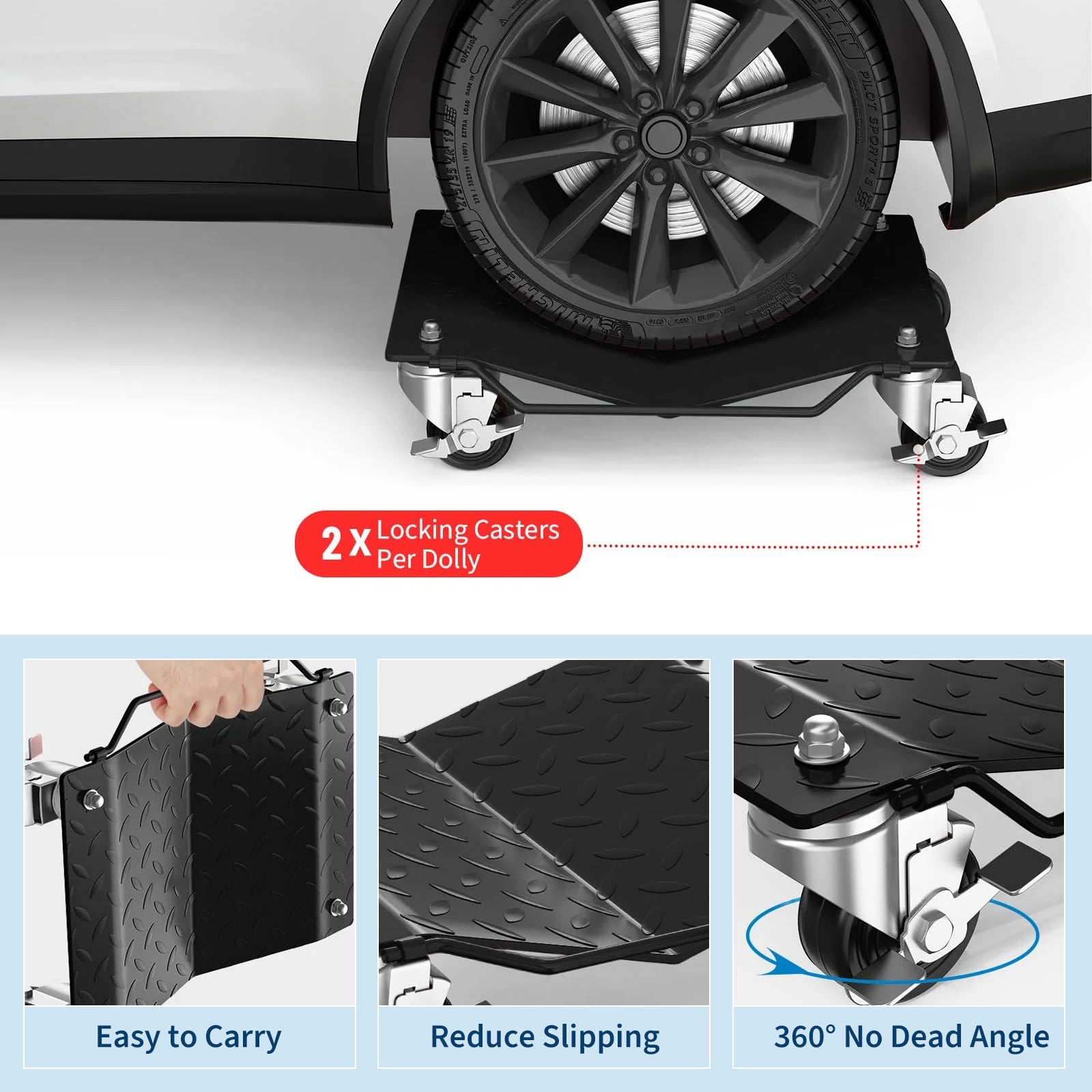 Garvee Auto-Rad Dolly Set 2 Stück – V-förmige Plattform, 1500 lbs pro Dolly, Schwarz