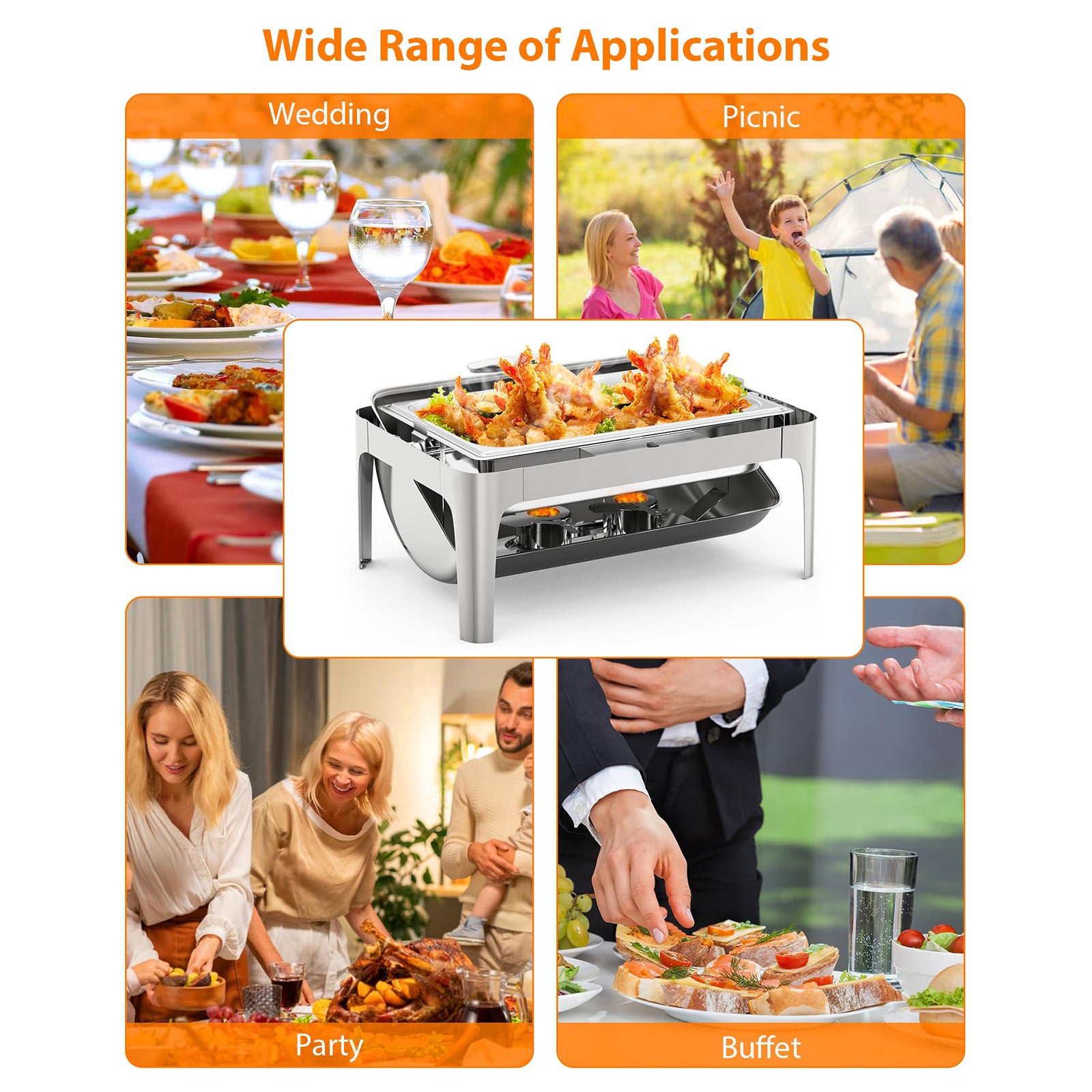 Garvee 9QT Edelstahl Buffet Heißhalter mit Sichtdeckel Wasserbad Warmhaltesystem für Partys Hochzeit Catering