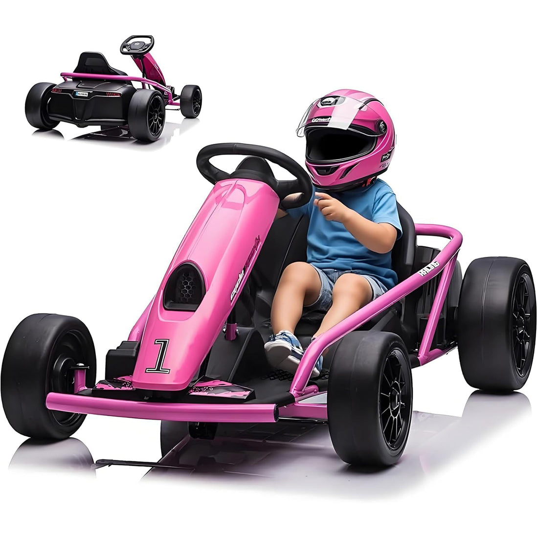 Garvee 24V Gokart – 2×300W Motoren, Elektro-Go-Kart für Kinder 8–12, 110×77×54 cm Rosenrot