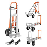 Garvee 4-in-1 Klappbarer Handwagen Aluminium 454 kg Tragkraft, 4-Rad Plattform, Elastische Gurte, Leicht & Mobil für Zuhause & Lager, Orange
