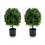 Garvee Set de 2 Árboles Topiarios Artificiales de 60 cm de Doble Bola para Porche y Entrada - 