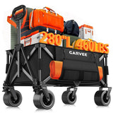 GARVEE Faltbarer Bollerwagen 280L, 210kg Tragkraft, 8-Zoll-Geländeräder mit Bremse, für Garten, Camping & Strand, Schwarz