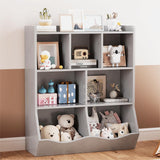 Garvee Grauer Spielzeug-Aufbewahrungsschrank Für Kinder, 3-Stöckiges Bücherregal, Robust, Kipp Sicher, 5 Fächer, Schlafzimmer & Spielzimmer, Holz, Grau - Grau