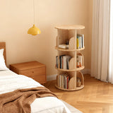Garvee 3-Stöckig Drehbares Bücherregal Massivholz - 360° Standregal Für Kinder Und Erwachsene, Ø39cm, H98cm, Braun - Braun
