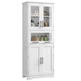 GARVEE 170cm Badschrank Hochschrank - Badezimmerschrank mit 5 Türen und verstellbarem Einlegeboden, Badezimmerschränke mit 5 Fächer Hochschrank Badezimmer für Badezimmer Wohnzimmer Küche Esszimmer - Weißeiche