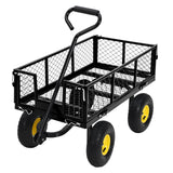 Garvee Gartenwagen bis 250 kg mit abnehmbaren Seitenwänden, 25 cm Luftreifen und 180°-Drehgriff für Garten und Landschaftsbau, Schwarz - Schwarz