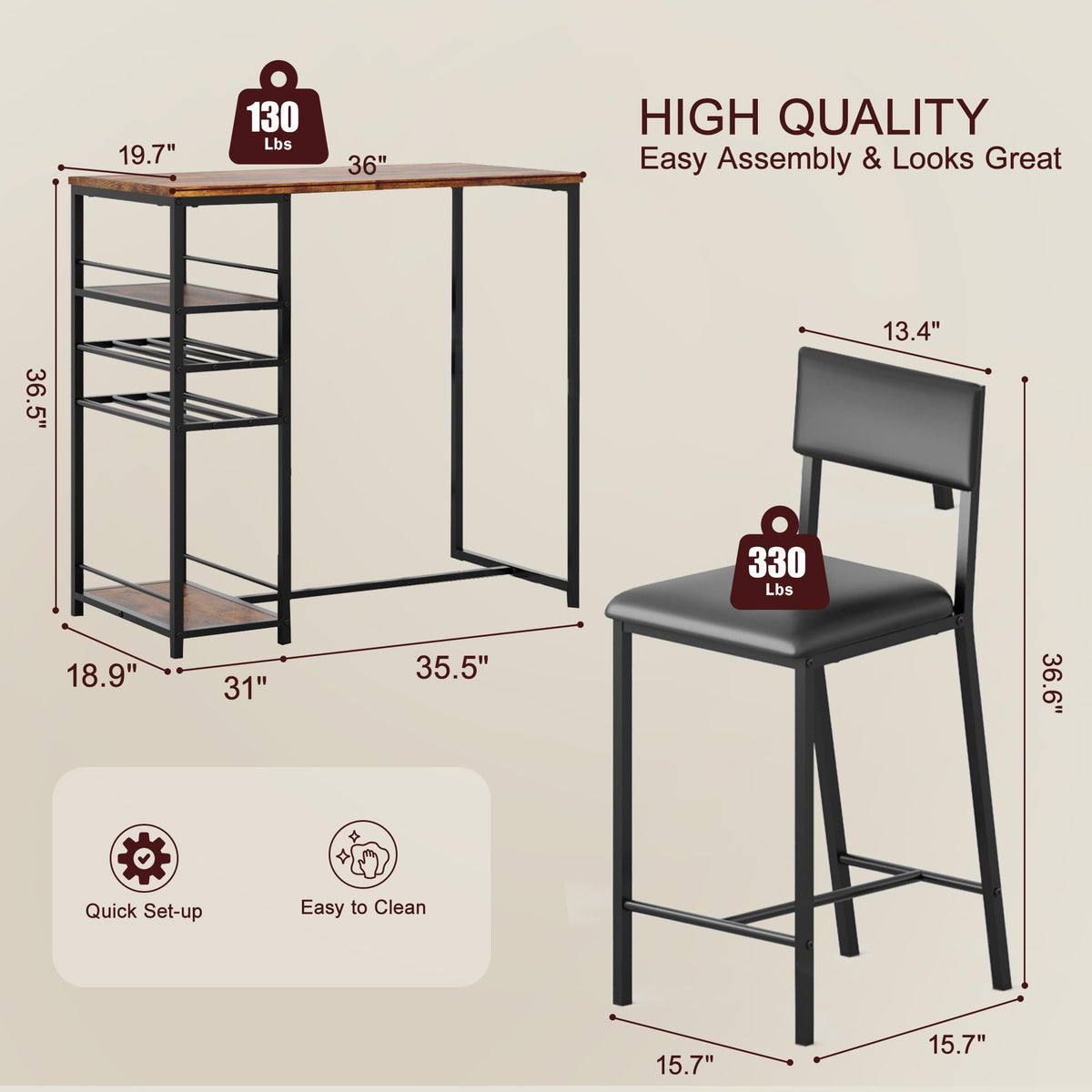 Modernes Bartisch Set mit Stühlen