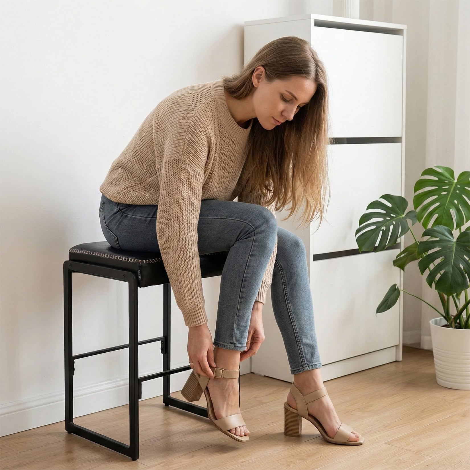Barhocker gewachstes Kunstleder modern