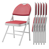 Garvee Klappstühle Set 6, PU Leder Gepolstert, Metallrahmen, Faltbar, Für Büro & Events, Rot - Rot