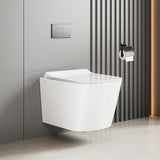 GARVEE Wand-WC 51 cm, Hänge-WC aus Keramik mit Absenkautomatik, U-Form WC-Sitz, Pflegeleicht und Modern für Bad und Gäste-WC, Weiß - Weiß