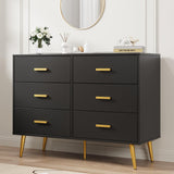 Garvee Moderner 6-Schubladen-Kommode Mit Stauraum, MDF-Holz, Goldene Griffe Für Schlafzimmer & Wohnzimmer, Schwarz, Vielseitig - grün