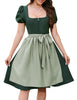 Garvee Dirndl Damen Trachten Midi Dirndlkleid Aus Wildleder Mit Schürze Für Oktoberfest Schwarz 42