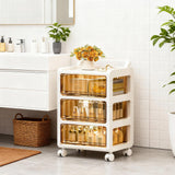 Garvee Ergonomischer Kunststoff-Organizer Mit 3 Transparenten Schubladen Für Büro & Zuhause, 36L, Beige, Kompakt 33x38x71 cm, 4 Rollen Mit Bremse - Weiß