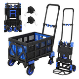 Garvee 2-in-1 Handwagen Mit Kunststoffkorb, 150 Kg Tragkraft, Klappbar, Leicht & Kompakt