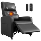 Garvee Elektrischer Relaxsessel aus PU-Kunstleder, 105–165°, mit 4-Punkt-Massage und Lendenheizung, 2 Speicherpositionen, Fußstütze und Fernbedienung, bis 180 kg, für Wohnzimmer, Schwarz - Schwarz