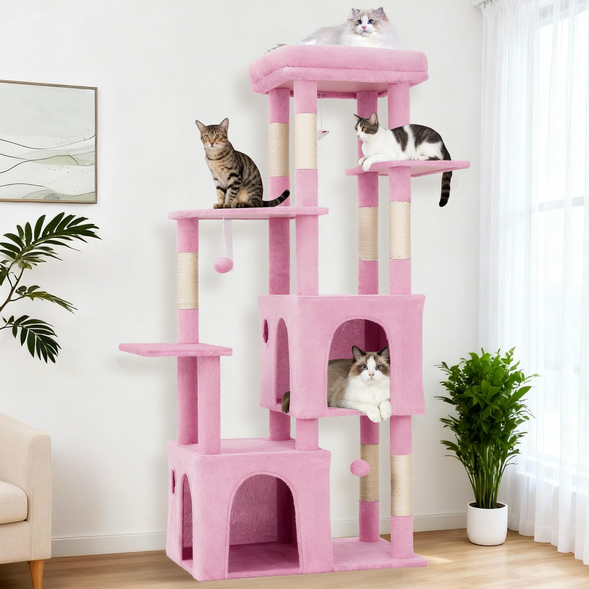Rosa Kratzbaum für große Katzen
