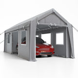 Garvee Carport-Türvorhang für 3 × 6 m Garagenzelt, 160 g/m² PE, aufrollbar, Grau - Grau