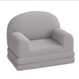 Garvee Kinder Sofa Stuhl 2-in-1 Klappbar Teddy-Fleece Stoff Komfortabel Tragbar Grau Für Spielzimmer Schlafzimmer - grau