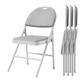 Garvee Klappstühle Set 4, PU Leder Gepolstert, Metallrahmen, Faltbar, Für Büro & Events, Grau - Grau