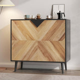 Garvee Moderner Freistehender Akzent-Speicherschrank Buffet Mit Türen Holzoptik Sideboard Schwarz Walnuss 31,5 Zoll Esszimmer Flur - Walnussmaserung + Schwarz
