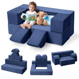Garvee Kinder Spielsofa 6-Teilig Modular Navy Blau Weicher Mikrofaserbezug Hochdichter Schaumstoff Perfekt Für Spielzimmer 39x20x16" - Marineblau