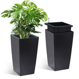 Garvee 16" Hohe Pflanzgefäße Set 2 Mit Automatischer Bewässerung Und Wasserstandsanzeige Für Garten & Terrasse, Schwarz, Wetterfest, Kunststoff - blau