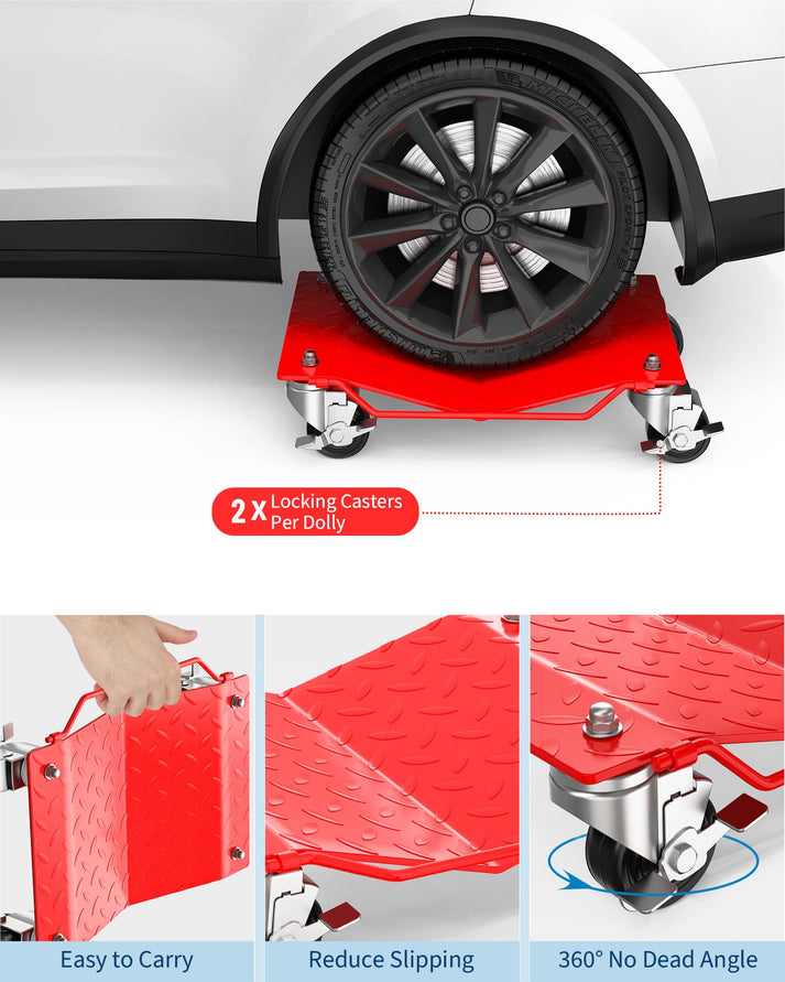 4 Lenkrollen, davon 2 mit Feststellbremse für sicheren Halt