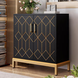 Garvee Buffet-Sideboard mit Stauraum, Verstellbare Regale, Metall, Kratzfest & Wasserdicht, Schwarz, für Küche & Esszimmer, 78,5 cm x 36,3 cm x 84,6 cm