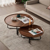 Garvee Nesting Couchtisch Set 2er Rund Mit Rutschfesten Füßen Für Wohnzimmer Und Büro, 28x18 & 20x15 Zoll, Braun