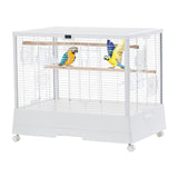 Garvee Vogelkäfig mit Thermo-Hygrometer, 71 × 46 × 58 cm, Vogelhaus für kleine Vögel mit 2 Futterboxen, Sitzstangen und 2 Türen - Weiß