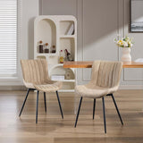 Garvee Esszimmerstühle 4er-Set, Mid-Century Polsterstühle mit PU-Kunstleder, ergonomischer Rückenlehne & Metallbeinen - Beige