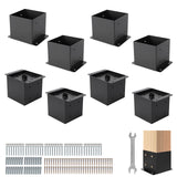 Garvee 6x6 Post Base Deckhalter Mit Pulverbeschichtung, Stahl, Innenbasis, Wetterbeständig Für Zaun, Pergola, Terrasse, 8-Teiliges Montageset