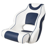 Garvee Hoher Bootssitz Mit Armlehnen, Klappbarem Bolster, Ergonomisch, Wetterfest, Rostfrei, Für Pontonboote - Weiß/Marineblau