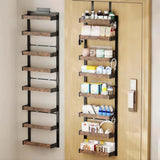 Garvee Türorganizer 8 Ebenen, Metall-Hängeregal 45 × 14 × 170 cm für Küche, Bad & Speisekammer, Schwarz-Holzfarben, mit Stauraum, mit Schubladen